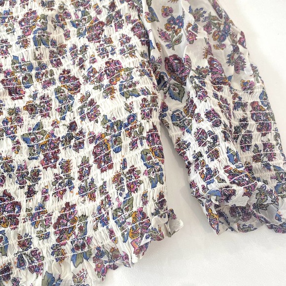 Veronica Beard Kali Floral Print Smocked Top Blouse 12 - Picture 4 of 8